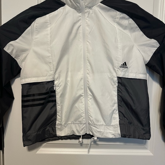 Adidas Black White and Gray Windbreaker Jacket Women’s size Small - Picture 2 of 8
